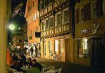 Jochen Mensing: T�bingen bei Nacht, Pfauen, X in der Kornhausgasse