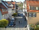 Jochen Mensing: Blicke vom Bauger�st des Fruchtkastens auf die T�binger Altstadt